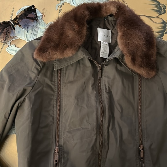 Celine Bomber Jacket mink collar Vintage coat - Picture 2 of 8